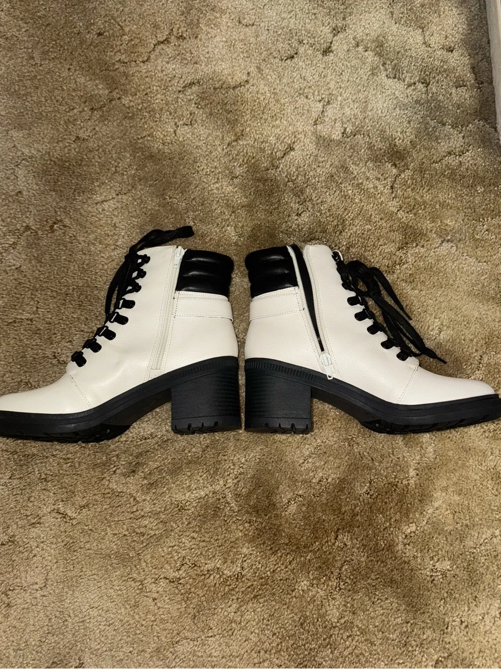 Mix No. 6 White Heeled Combat Booties